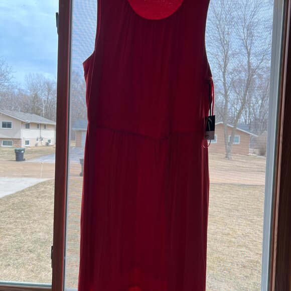 Red Short sleeve T-Shirt Plus Size Dress - Picture 5 of 5